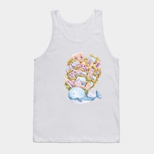 Watercolor cartoon cute whale illustration Tank Top